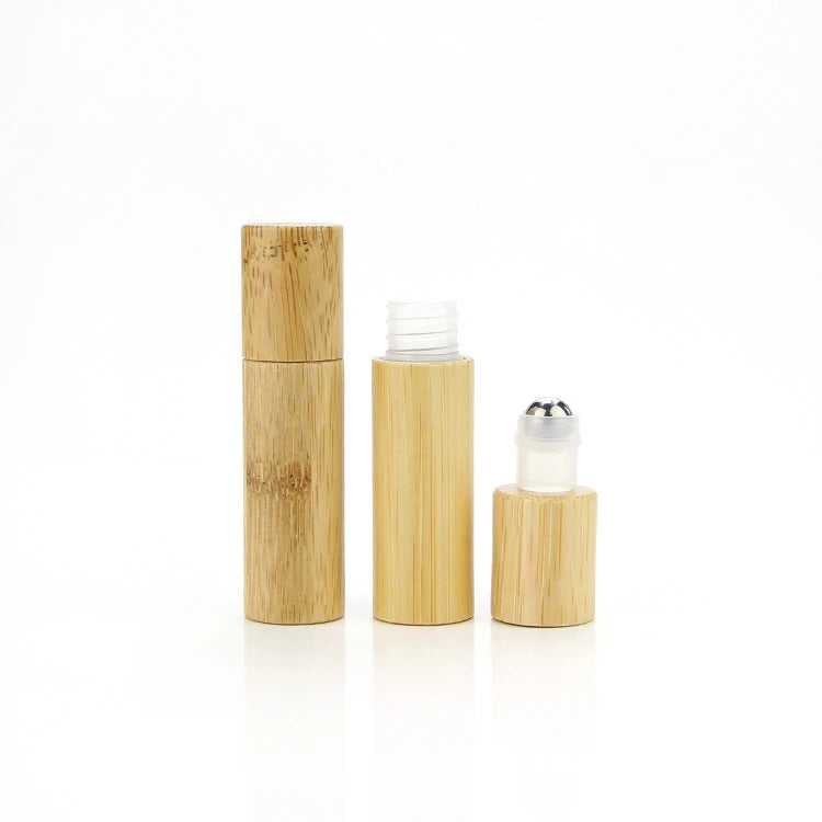 DIY Wholesale Essential Oil Bottle Bamboo Cap Amber Bottles Folk Crafts