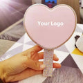 Wholesale Single Sided Makeup Mirror with Handle Custom Logo Hand Mirror for Beauty Girls Apply Cosmetics Mirror with Rhinestone