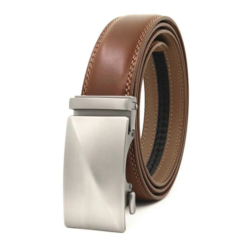 LQbelt Fashion Male Automatic Buckle Belt Genuine Leather Ratchet Belts for Men Custom Hot Sale Waistband Factory