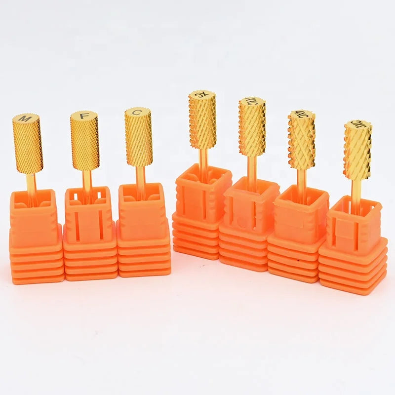 3/32'' Nail Golden Tungsten Steel Carbide Drill Bits Gear Large Barrel Electric Manicure Professional Nail Tip Tool