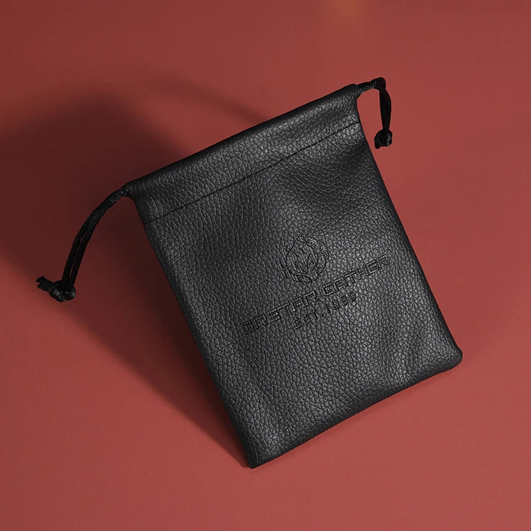 PU Leather Embossed Customizable Jewelry & Cosmetic Gift Bag with Drawstring Closure and Logo