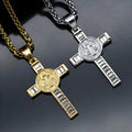Fashion New Stainless Steel square Zirconium Cross Pendant Personalized Casual Necklace for Men and Women