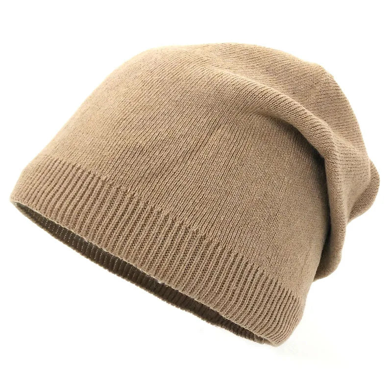 Men and Women Warm Hat Lightweight Slouchy Solid Color Knitted Beaine Hat Soft Hat for Autumn and Winter