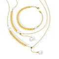 Stainless Steel Necklace Bracelet Set Pearl Jewelry Set Necklace Bracelet Wheat Pearl Pendant Necklace Geometric Chain