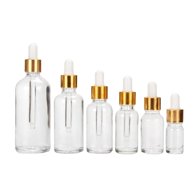 Wholesale 5/10/15/20/25/30/40/50/100ml Round Cheap Clear Liquid Oil Glass Dropper Bottle