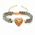 High Quality Boho Natural Double Layers Stone Beaded With Heart Love Picasso Bead Handmade Yoga Woven Bracelets Jewelry