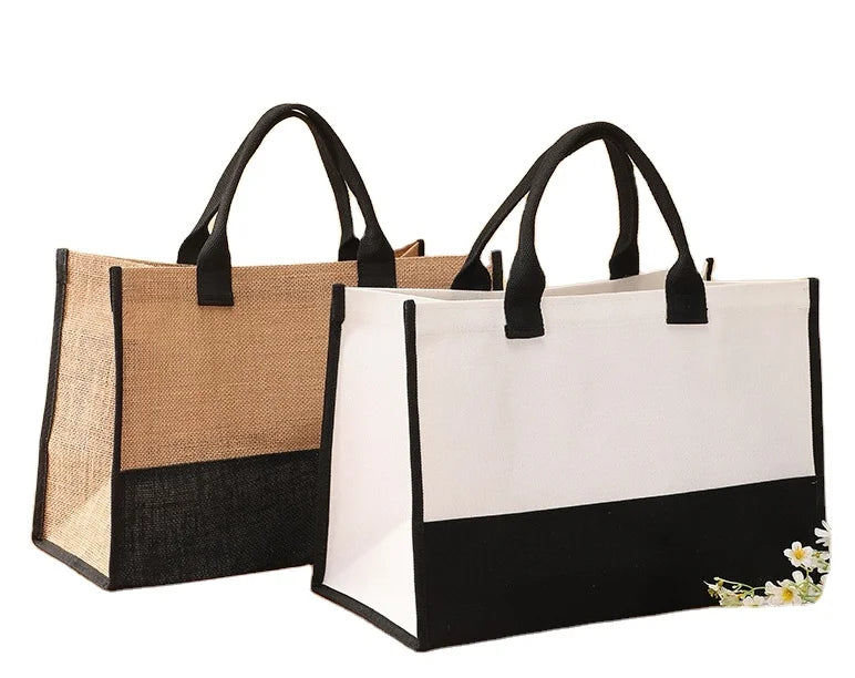Hot Sales Wholesale Fashion Popular Eco Reusable Strong Custom Logo Shopping Jute Tote Bags Customized Color Shape for Men Women