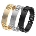 BINSHUO Wholesale Custom Stainless Steel Jewelry DIY Laser Engraving Name LOGO 15MM Curved Card Watch Band Chain Men Bracelets