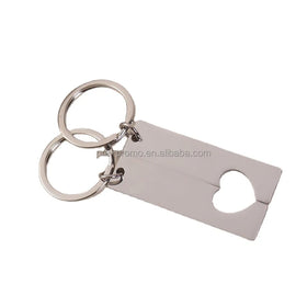 Wholesale DIY Silver Color Stainless Steel love Couple Heart Keychain