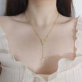 Moge Collier Femme Stainless Steel Tassel Glitter Lip Chain Faith Jewelry Virgin Mary Cross Charm Long Necklaces for Women