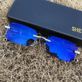 Blue Cut Photochromic Lens Hexagon Small Rectangle TR90 Frameless Diamond Lunettes Photogray Anti Reflet Transitioning Glasses