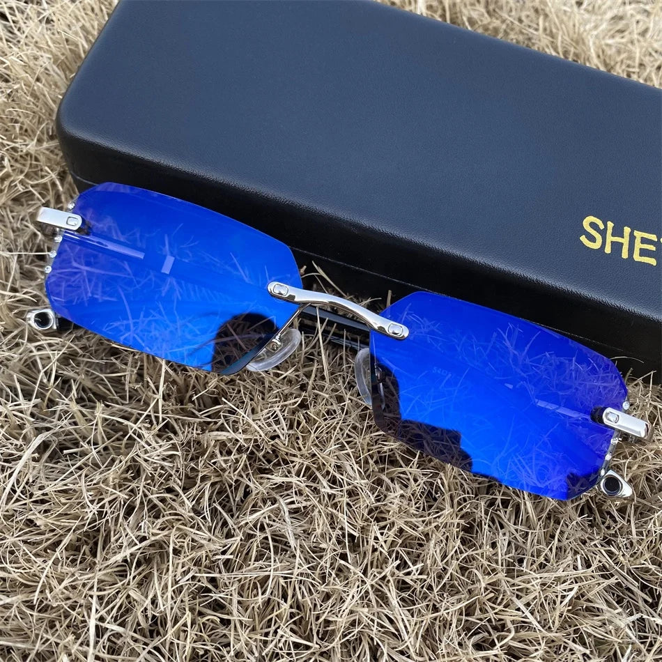 Blue Cut Photochromic Lens Hexagon Small Rectangle TR90 Frameless Diamond Lunettes Photogray Anti Reflet Transitioning Glasses