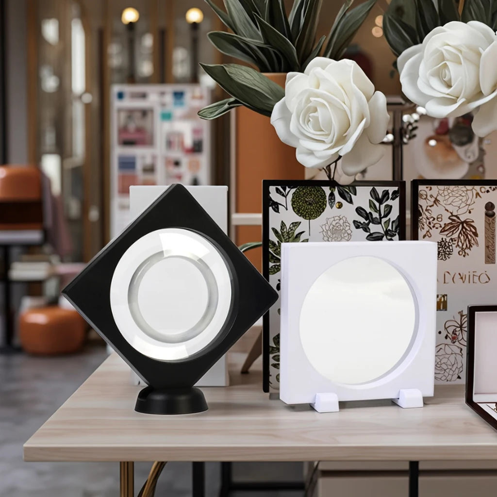 Jewelry Makeup Display Packaging Square Round Box 11.8*11.8cm Transparent Suspended Floating Custom Logo Jewelry Box
