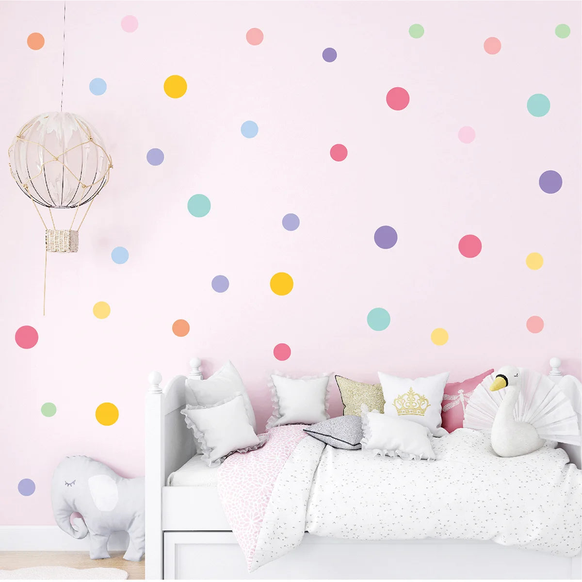 Waterproof Colorful Polka Dot PVC Wall Stickers Self-Adhesive Wall Decals for Children's Room and Home Decoration Pack