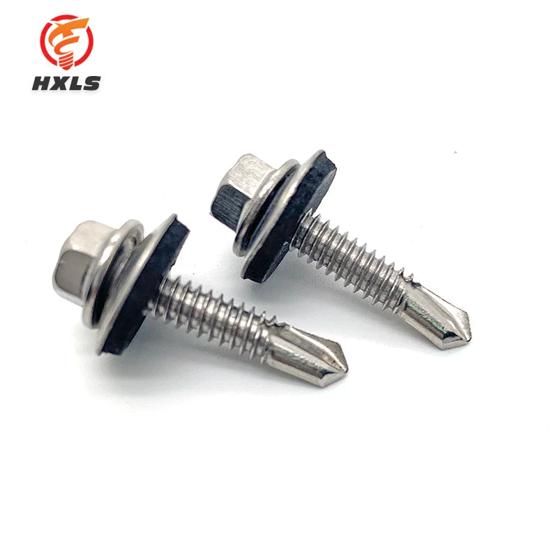 High Quality Stainless Steel 410 Hex Head Building Roofing Tek Screws Self Drilling Screws With Bonded EPDM Rubber Washers