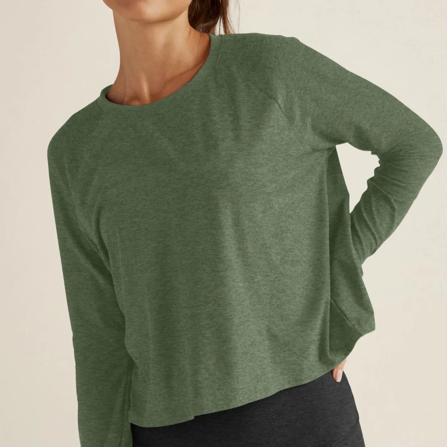 2024 New Customized Crew Neck Shoulder-inserted Tee Cotton Washed Long Sleeve Oversize Boxy T-Shirt for Women