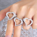 New Full Iced Out Bling Hollow Out Heart 3A CZ Cubic Zirconia Micro Pave Rings for Women Wedding Hip Hop Punk Finger Jewelry