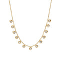 18K Gold Plated Clear Zircon Charms Choker Jewelry Stainless Steel Bead Chain Round Zircons Necklace