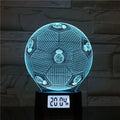 FC Football Shape 3d Led Illusion Light Cooling Smart Sensor Bedside Night Light Time Alarm Clock Lamp for Boys