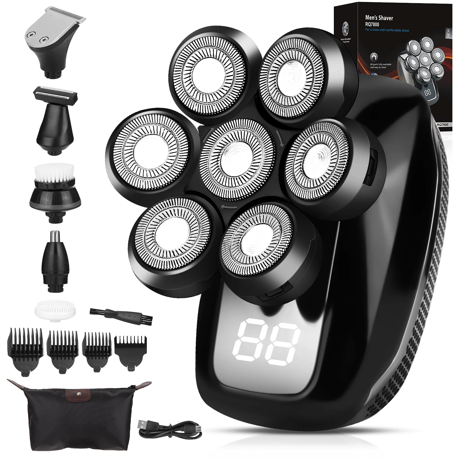 Multifunction Smart Portable Battery Operated Waterproof Shaving Machine Head Hair Clippers 7 in 1 Electric Shavers for Men
