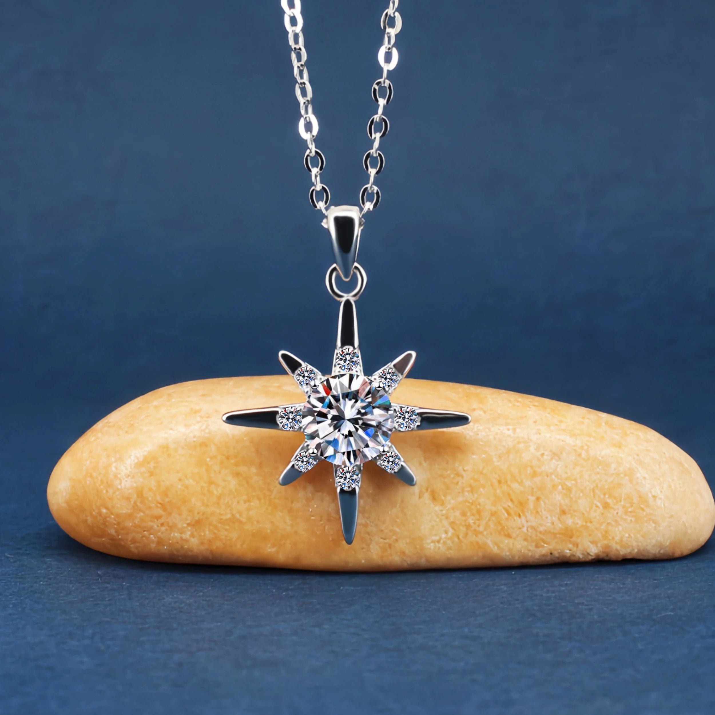 S925 Sterling Silver Hexagram Necklace Women Moissanite Star Necklace Factory Wholesale