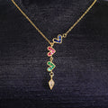 NZ1347 Fashion New Mini 18k Gold Plated Rainbow Love Heart Drop Charms Necklaces for Women 2022