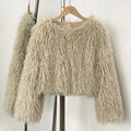 OFTBUY 2025 Winter Fashion Faux Fur Coats Fluffy Artificial Mongolian Fur Coat Sheep Fur Coat Women Elegant Turn-down Collar