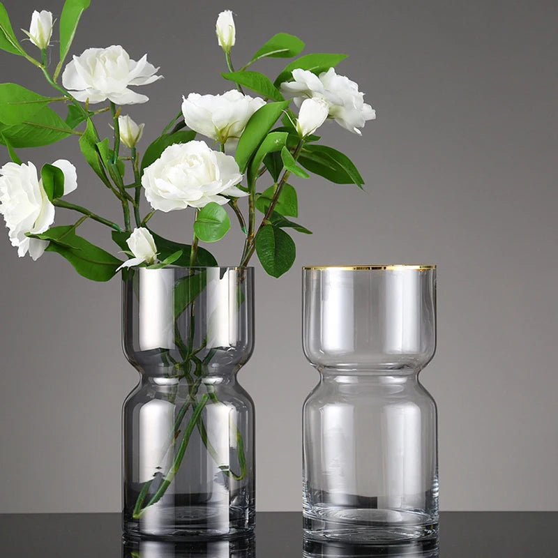 Wholesale Nordic Luxury Glass Vase Europe Craft Hand Painted Real Gold Elegant Glass & Crystal Vase