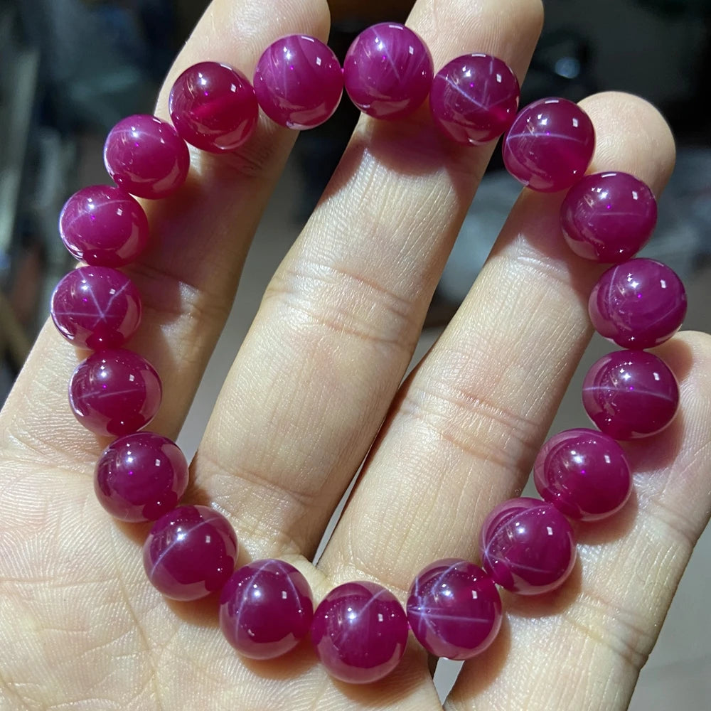 HQ GEMS 6 8 10 12mm Beads Synthetic Ruby Drill Hole Red Star Ruby Loose Beads Bracelet