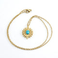 New Fashion Boho Circle Shape Titanium Steel Turquoise Necklaces Gold for Women Natural Stone Fashion Jewelry Necklace