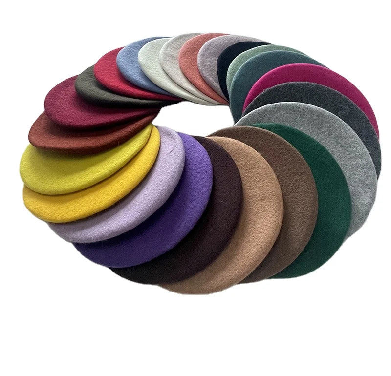Wholesale Women French Artist Warm Wool Winter Beanie Berets Vintage Plain Beret Hats Solid Color Elegant Lady Winter Caps