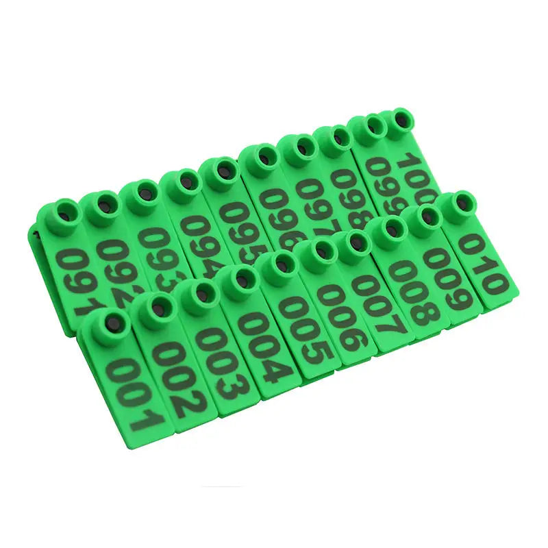 Green Sheep Goat Ear Tag RFID Tag Sheep Numbering Goat Ear Tags 001-100