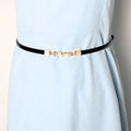 Casual Style Simple Versatile PU Leather Belt Pearl Thin Belt with Skirt and Shirt Alloy Buckle