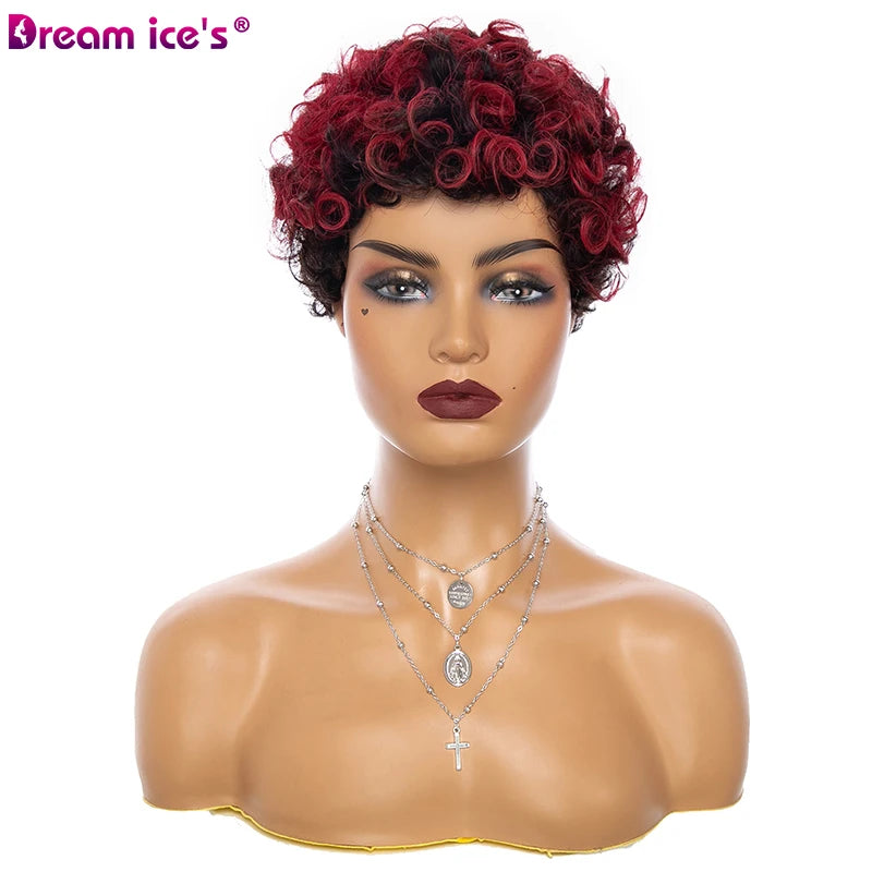 Hot Sale Chioma Brazilian Hair Curly Wig Machine Made 100% Human Hair Natural Black 150% Density Transparent for Short Length