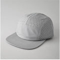 Custom 5 Panel Nylon Camp Cap Laser Cut Perforated Custom Nylon 5 Panel Running Hat Custom Logo Camping Cap