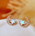H&F Original Manufacturer 14k Real Gold Diamond Earrings Star and Moon Shape Diamond Stud Earrings 14k Pure Gold