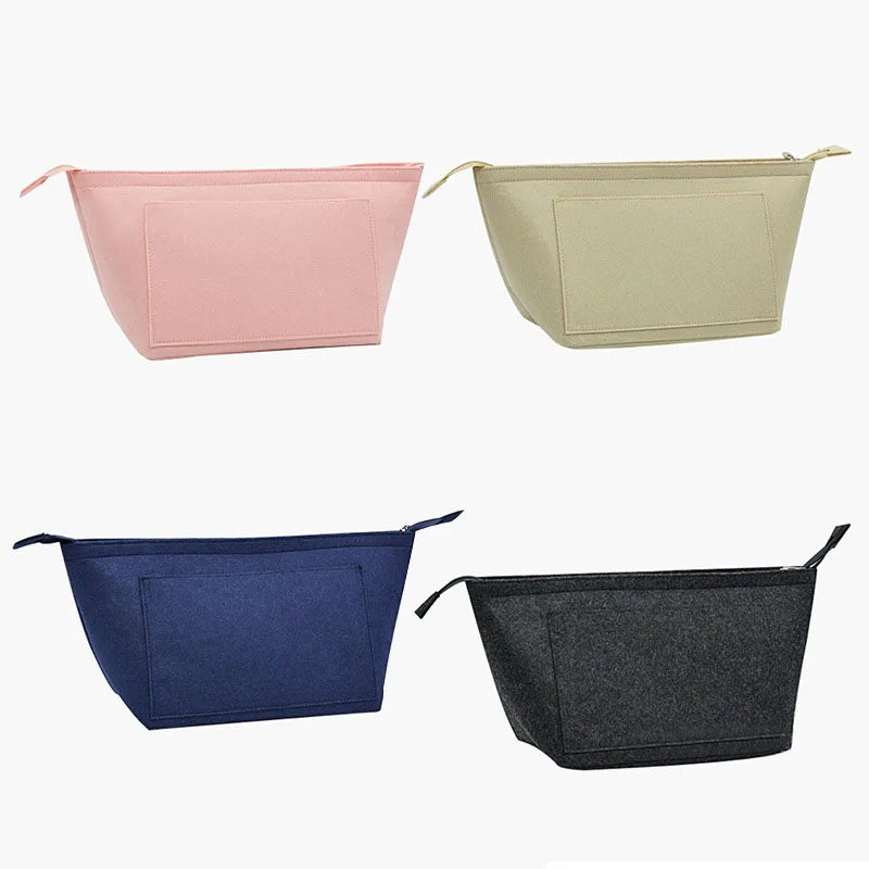 Women Make up Organizer Felt Insert Bag with Multiple Pockets Travel Handbag Large Liner Cosmetic Bags Fit Bag
