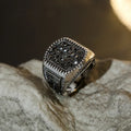 Personalized Punk Retro Men's Ring Jewelry Geometric Rhinestone Crystal Insert Alloy Black Diamond Ring for Men