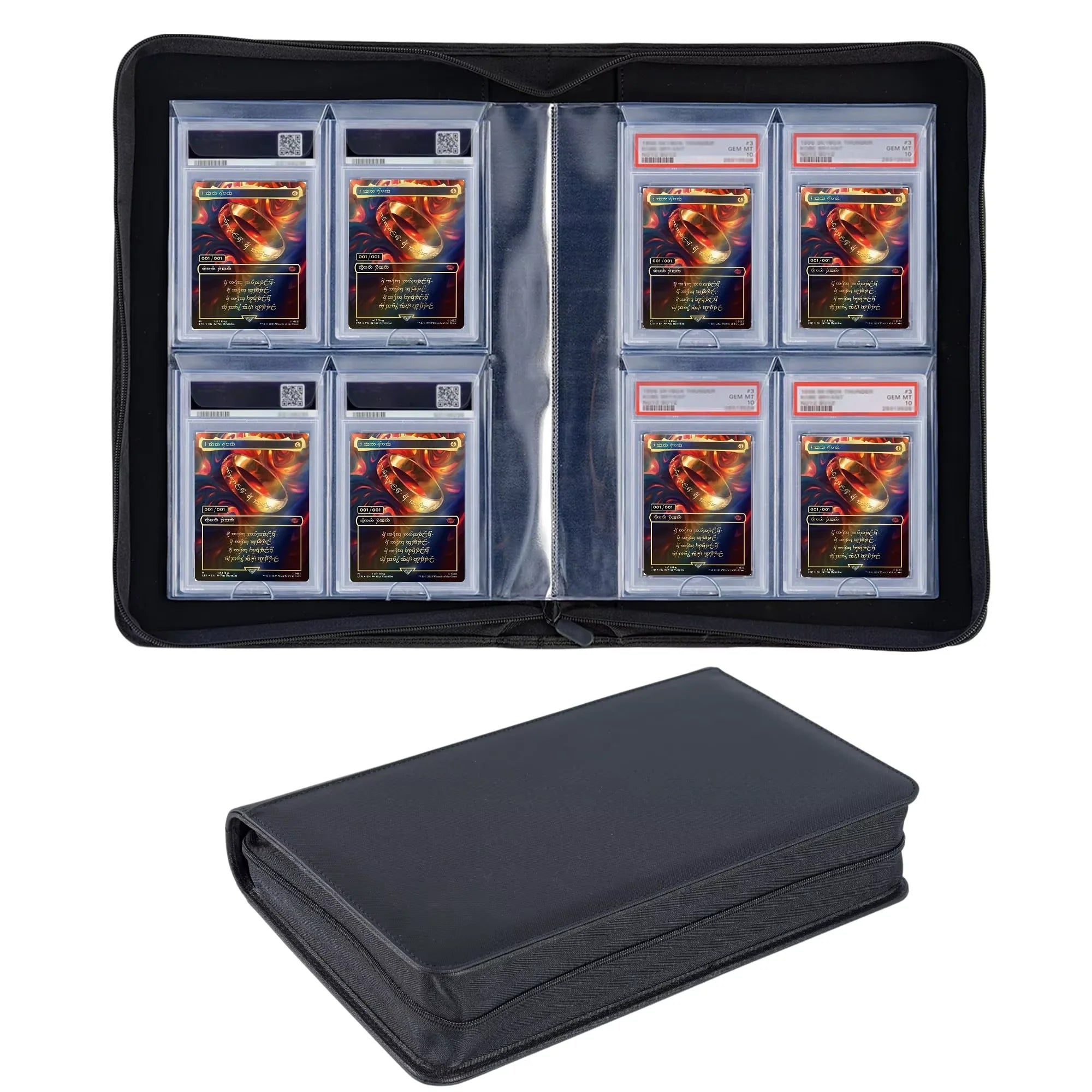 Junmei Pu Leather Business Card Zipper Closure 30MM Thickness 4-Pocket Storage Binder Album