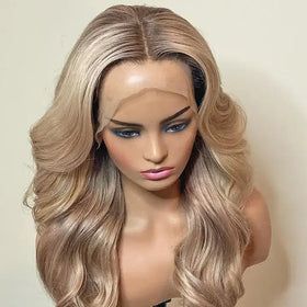 Pre-Plucked Hair Line Brazilian Virgin Hair Blonde Color Glueless Body Wave Lace Front Wig for Woman