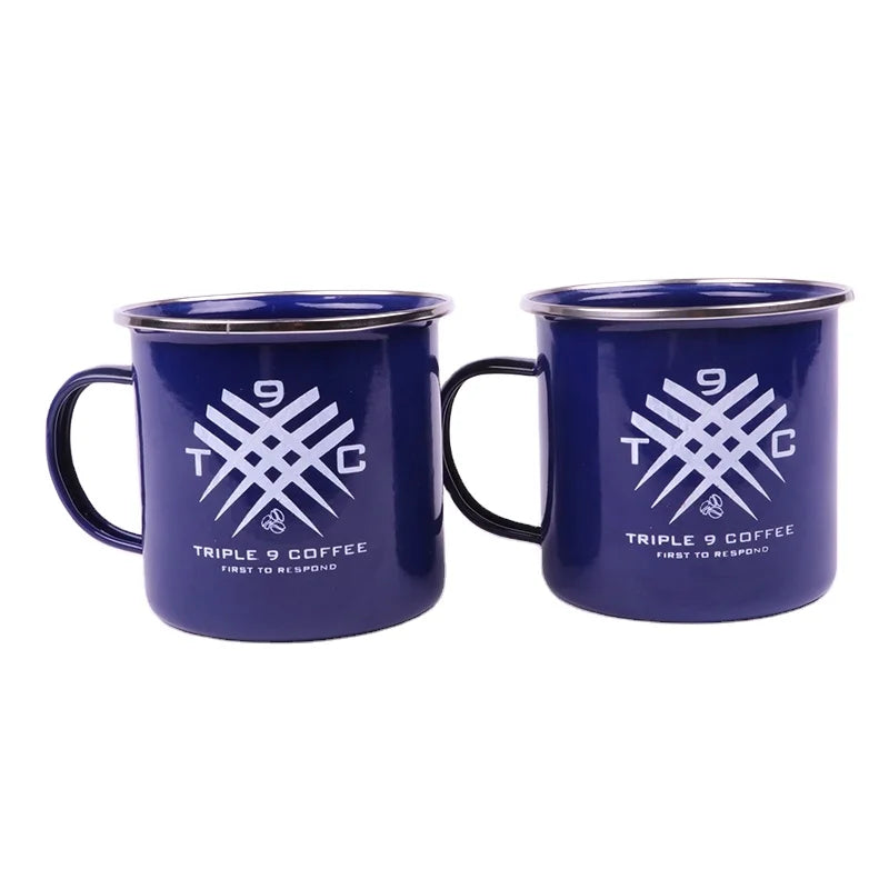 Unionpromo 9cm Big Size 500ml Pure Blue Enamel Mug with Custom Logo