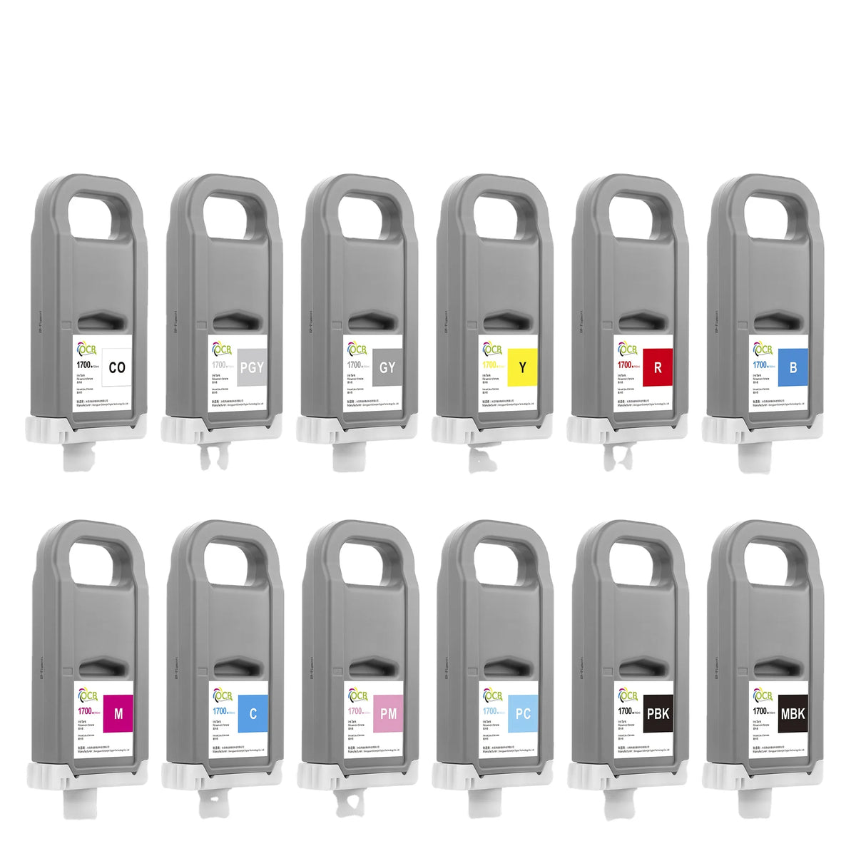 Ocbestjet 700ML PFI-1700 Compatible Ink Cartridge for Canon IPF ImagePROGRAF GP-2000 2100 4000 Printer MegaBDM