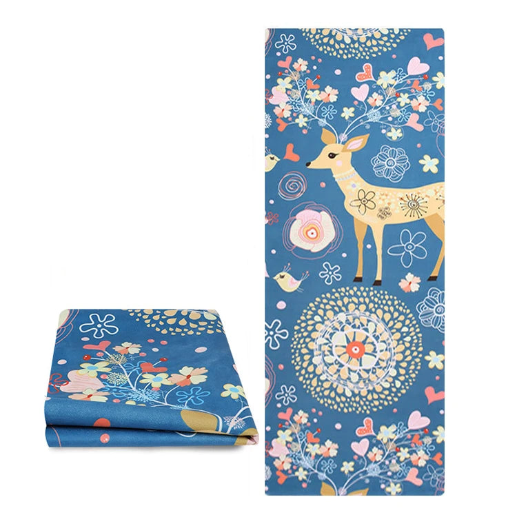 2026 Eco Friendly Digital Organic Blue Rubber Custom Print OEM Yoga Mat 4.5mm Anti Slip Non-slip Natural Rubber Suede Yoga Mat