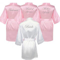 Pink Faux Silk Robes Custom Satin Robes with logo Satin Morning Robe for Women