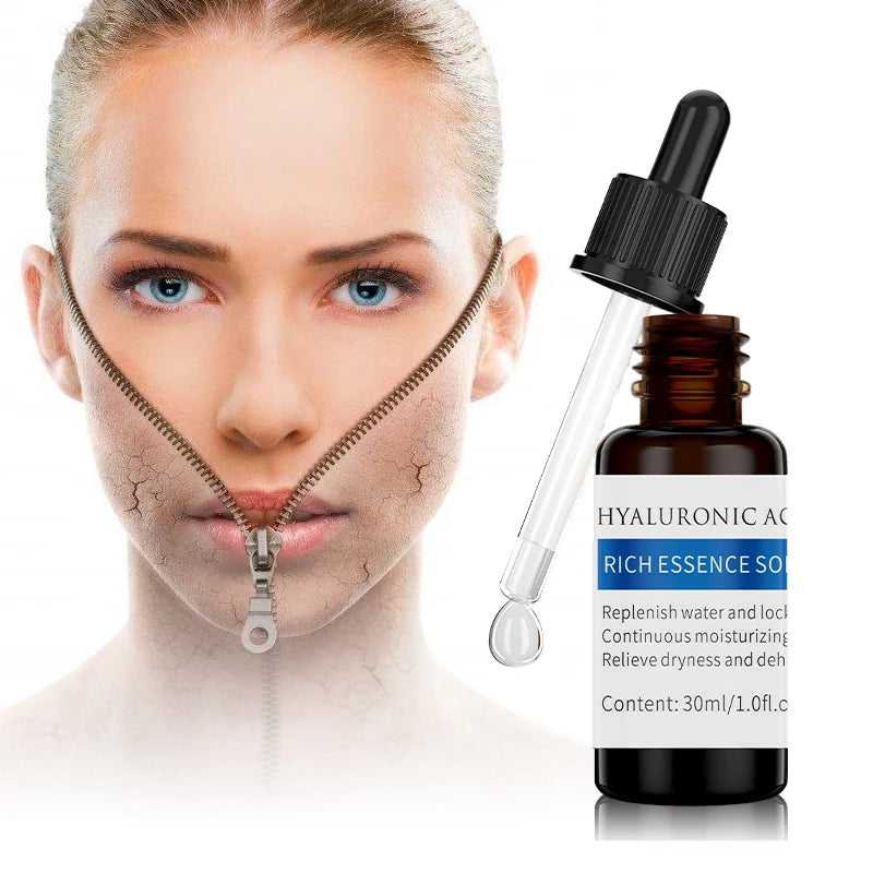 OEM Factory Wholesales 30ml Private Label Customized Hyaluronic Acid Concentrate Bottle Dropper Moisturizing Elasticity Serums