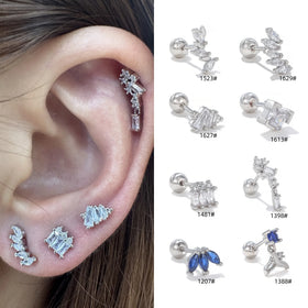 Zuola Wholesale Geometric Stud Earrings 18K Gold Plated Titanium Steel Zircon Fashion Piercing Jewelry Screw Earrings for Women
