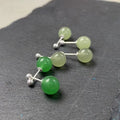 925 Sterling Silver Natural Hetian Jade Simple Ear Studs  Healing Crystal Gemstone Earring Jewelry for Anti Stress and Anxiety