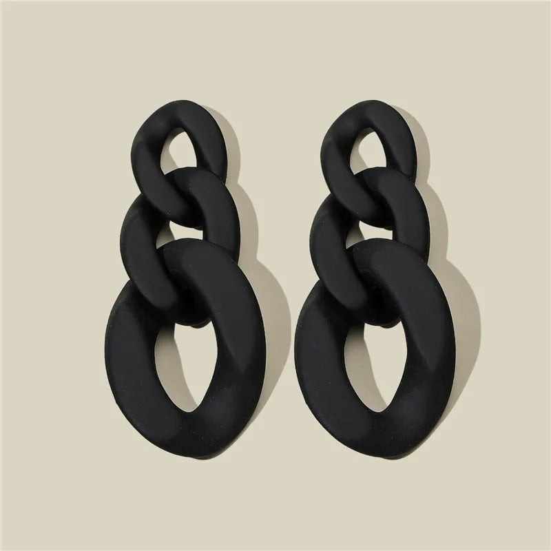 European and American Personality Acrylic Matte Long Chain Dangle Earrings Statement Black Spray Paint Acetic Acid Stud Earrings
