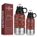 In Stock 32oz 64oz Double Wall Stainless Steel Dog Water Bottle with 2 Bowls Pet Feeder for Outdoor Travel
