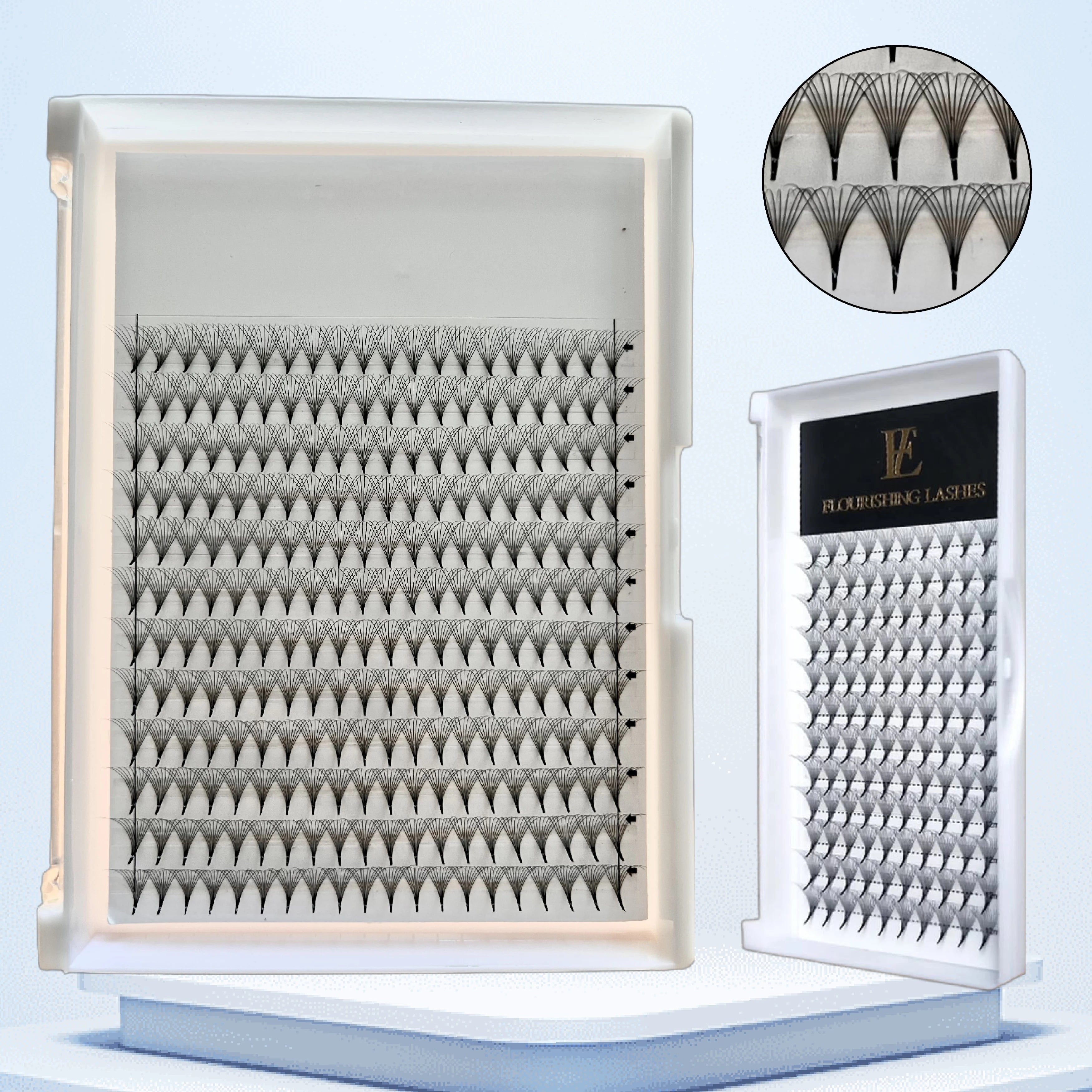 Stock 6D 8D 10D 12D 14D 16D 20D Promade Volume Fan Eyelash Extensions 10D Wispy 0.05 0.07mm C CC D Curl Long Stem Premade Fans